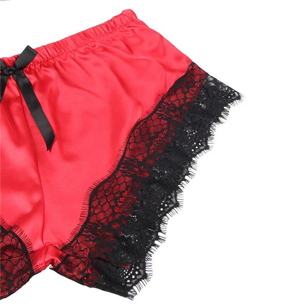 953966 CASUAL SILK NIGHTGOWN + LACE PANTS BLACK/RED L/XL