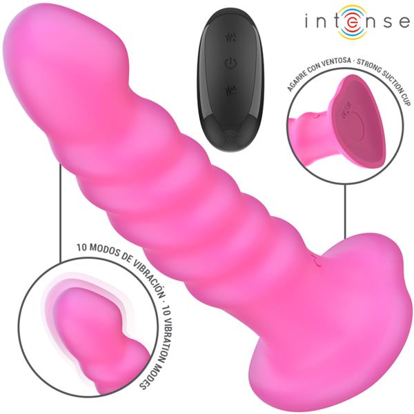 CINDY VIBRATOR SIZE L SPIRAL DESIGN 10 VIBRATIONS PINK REMOTE CONTROL