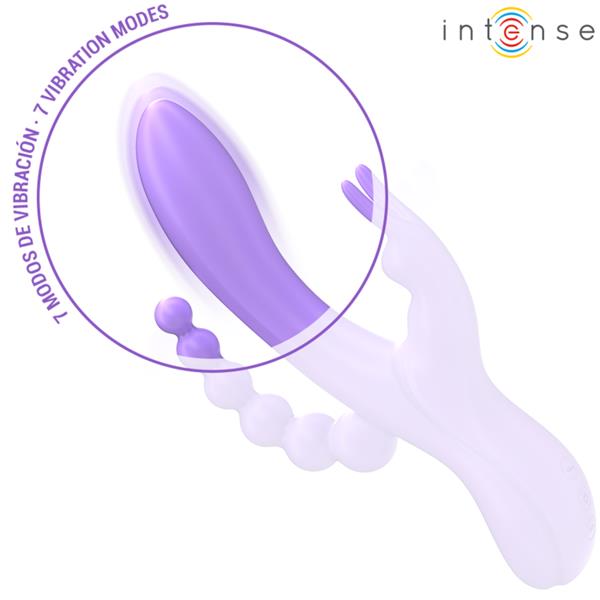 MIKO TROJNI VIBRATOR ZAJEC & STIMULATOR & ANAL 7 VIBRACIJ PURPLE