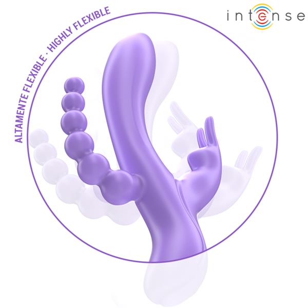 MIKO TROJNI VIBRATOR ZAJEC & STIMULATOR & ANAL 7 VIBRACIJ PURPLE