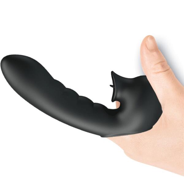 HOBGOBLIN VIBRIRAJUĆA PRSTENASTA NAVLAKA 12 VIBRACIJA + STIMULATOR KLITORISA CRNA