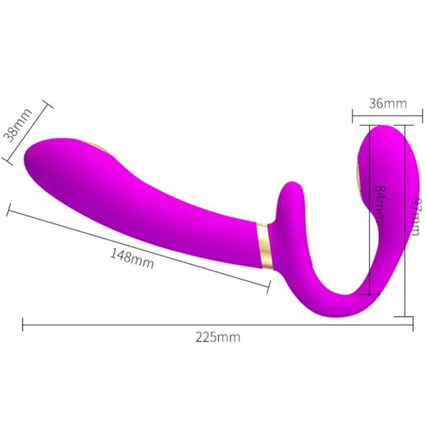 THUNDERBIRD DOUBLE STRAP-ON VIBRATOR REMOTE CONTROL PURPLE