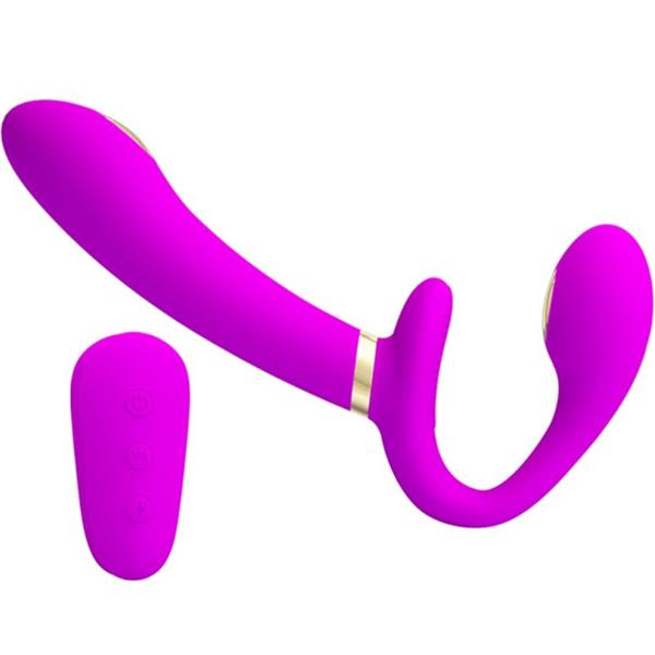 THUNDERBIRD DOUBLE STRAP-ON VIBRATOR REMOTE CONTROL PURPLE