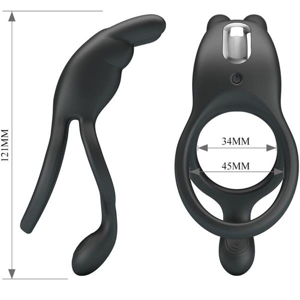 SETH DOUBLE VIBRATING RING RABBIT 7 VIBRATIONS BLACK