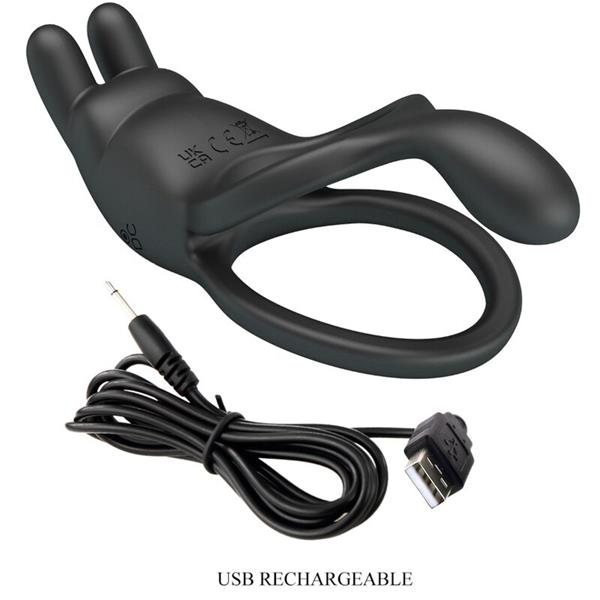 SETH DOUBLE VIBRATING RING RABBIT 7 VIBRATIONS BLACK