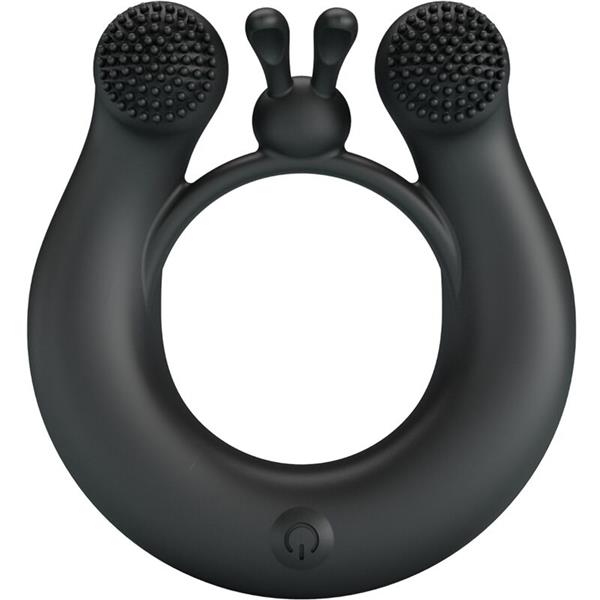 DAHLIA VIBRATING RING + CLITORIS STIMULATOR 12 VIBRATIONS BLACK