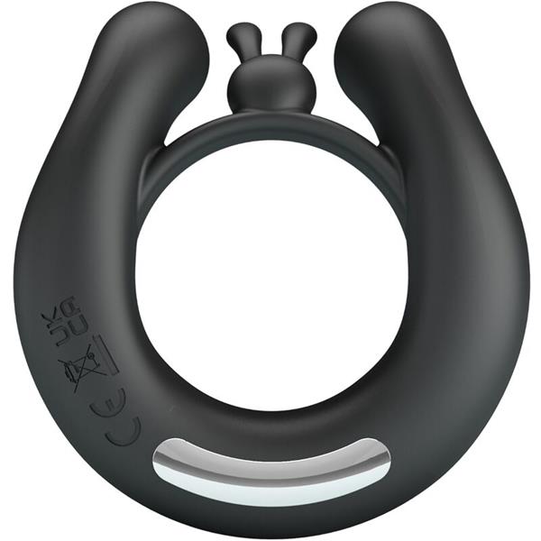 DAHLIA VIBRATING RING + CLITORIS STIMULATOR 12 VIBRATIONS BLACK
