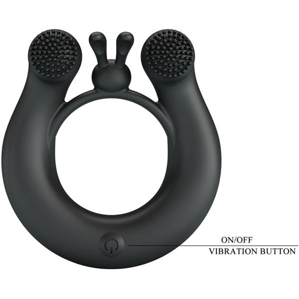 DAHLIA VIBRATING RING + CLITORIS STIMULATOR 12 VIBRATIONS BLACK
