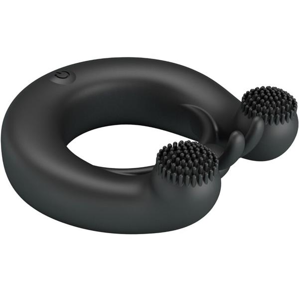 DAHLIA VIBRATING RING + CLITORIS STIMULATOR 12 VIBRATIONS BLACK