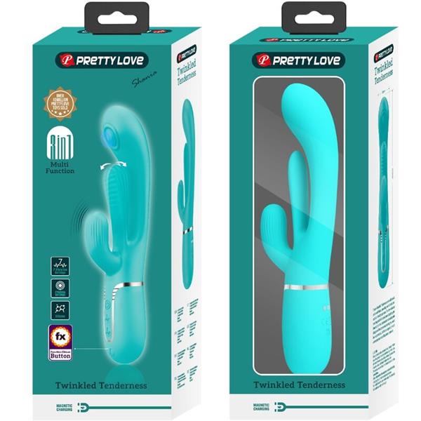SHANIA TRIPLE RABBIT MULTIFUNCTION VIBRATOR 3 IN 1 BLUE