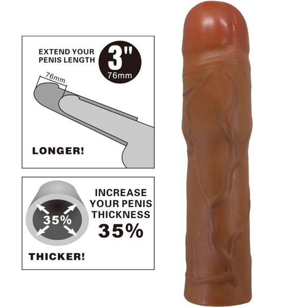 KYLIAN PENIS SLEEVE WITH 7.6 CM EXTENSION MULATTO