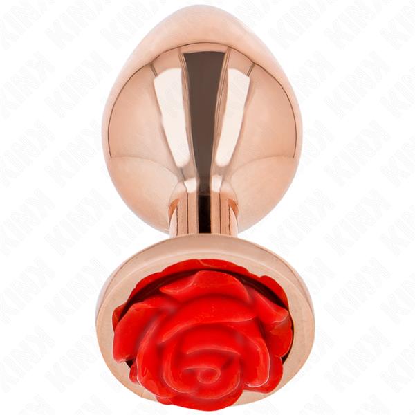 PINK GOLD ANAL PLUG WITH RED ROSE S