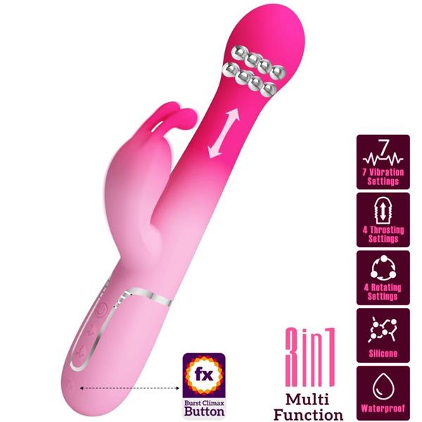 DEJON 3 V 1 MULTIFUNKCIONALNI ZAJČJI VIBRATOR ROZA