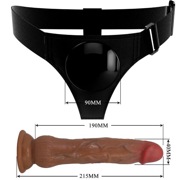 KYTON UNIVERSAL HARNESS BRIEFS WITH SQUIRTING DILDO 19 CM MULATO