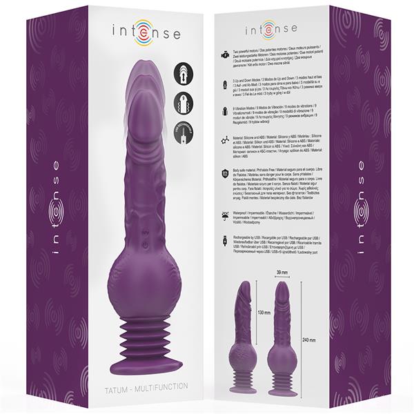 TATUM VIŠEFUNKCIONALNI VIBRATOR S GORE-DOLJE VIBRACIJOM 24 CM LJUBIČASTI