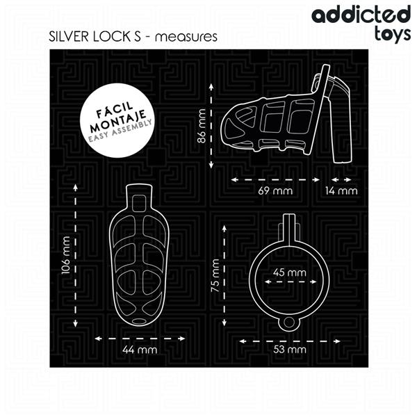 SILVER LOCK METAL PENIS CAGE SIZE S