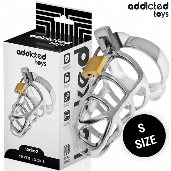 SILVER LOCK METAL PENIS CAGE SIZE S