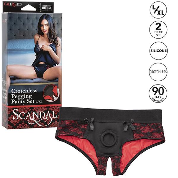 SCANDAL SET OF CROTCHLESS PANTIES WITH DILDO SIZE S/M