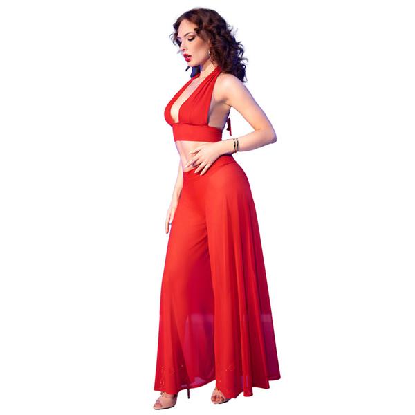 CR 4857 RED TOP AND PANTS SET SIZE S