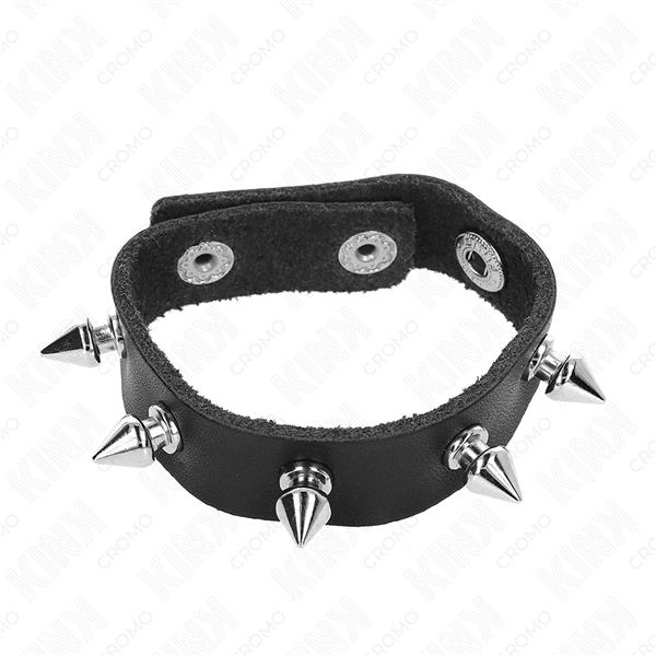 LEATHER PENIS RING WITH SPIKES 21.5 X 1.6 CM