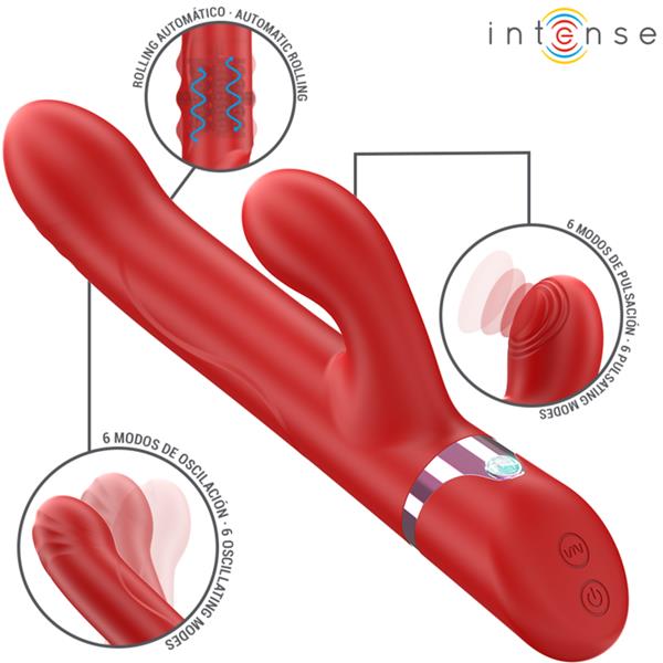 LELE MULTIFUNKCIONALNI VIBRATOR Z VRTENJEM & OSILACIJAMI & STIMULACIJO RDEČA