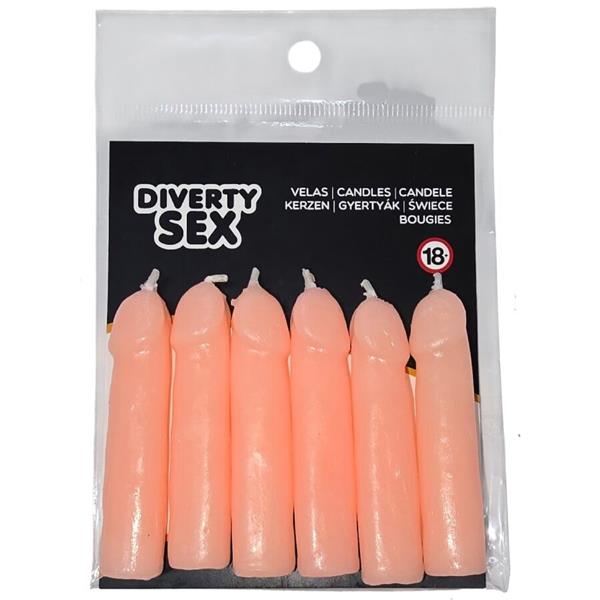 6 FLESH PENIS SHAPED CANDLES