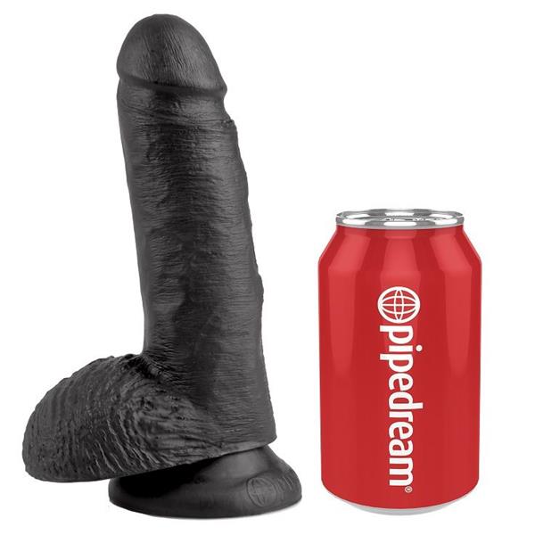 7 DILDO BLACK WITH BALLS 17.8 CM