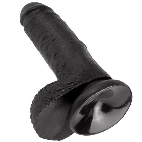 7 DILDO BLACK WITH BALLS 17.8 CM