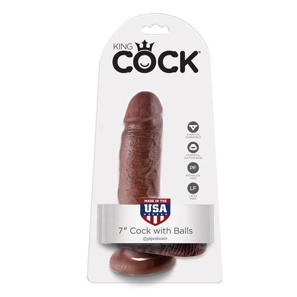 7 DILDO BROWN WITH BALLS 17.8 CM