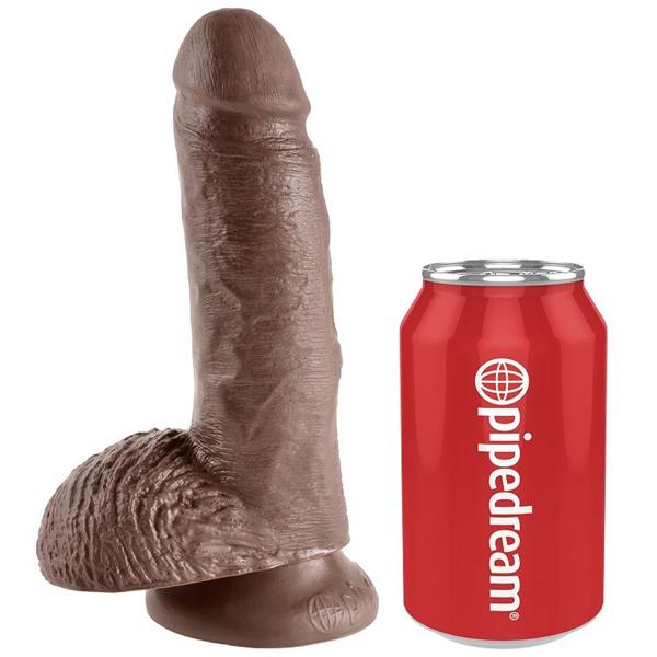 7 DILDO BROWN WITH BALLS 17.8 CM