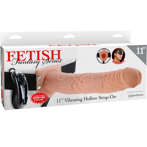 SERIES 11 HOLLOW STRAP-ON VIBRATING WITH BALLS 27.9CM FLESH