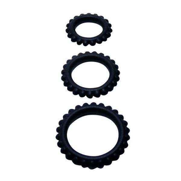 TITAN SET 3PCS COCK RING BLACK 2.8 + 2.4 + 1.9 CM