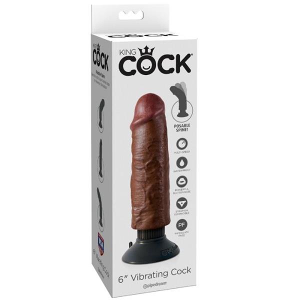 VIBRATING COCK BROWN 15.24 CM