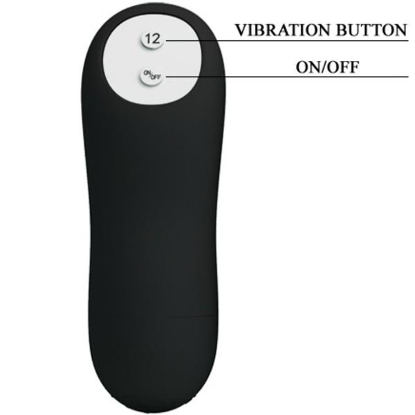 ANAL PLUG SILICONE EXTRA STIMULATION AND 12 VIBRATION MODES BLACK REMOTE CONTROL