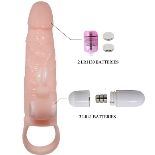 BRAVE MAN PENIS COVER WITH RABBIT AND DOUBLE ENGINE FLESH 16.5 CM