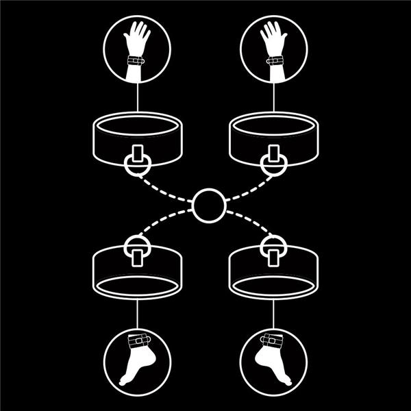 SET OF HAND AND ANKLE HANDCUFFS WITH NOPRENE LINING
