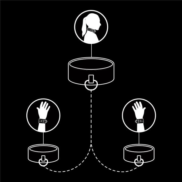 VEGAN LEATHER NECKLACE AND HANDCUFFS WITH NOPRENE LINING