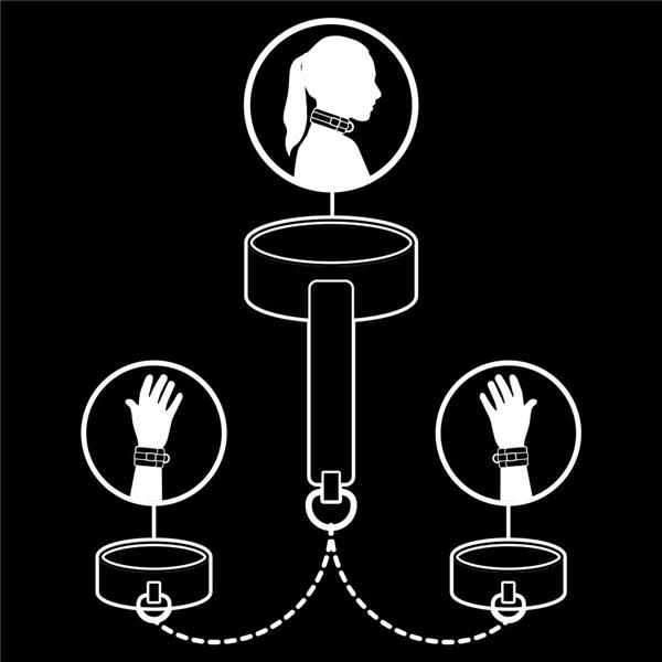 VEGAN LEATHER NECKLACE AND HANDCUFFS WITH NOPRENE LINING