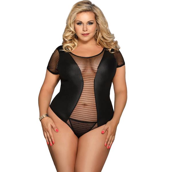 QUEEN PLUS FETISH SHORT SLEEVE TEDDY
