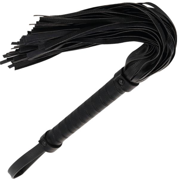 BLACK BONDAGE WHIP 42CM LEATHER