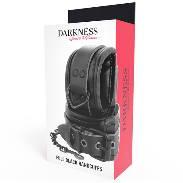 ADJUSTABLE BLACK LEATHER HANDS HANDCUFFS