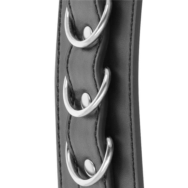 BLACK ADJUSTABLE LEATHER ANKLE HANDCUFFS