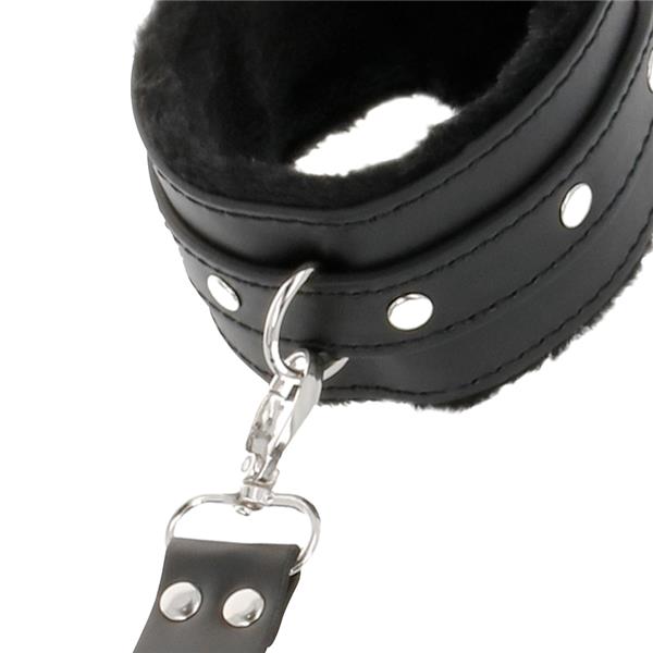LEATHER HANDCUFFS FOR FOOT AND HANDS BLACK