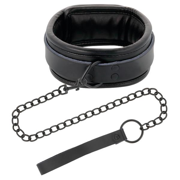 BLACK LEATHER HANDCUFFS AND COLLAR