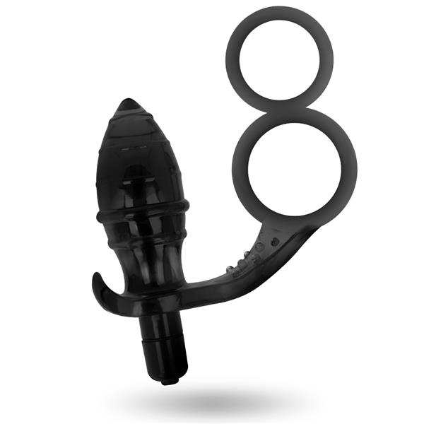 ANALNI PLUG Z DVOJNIM ČRNIM OBROČEM