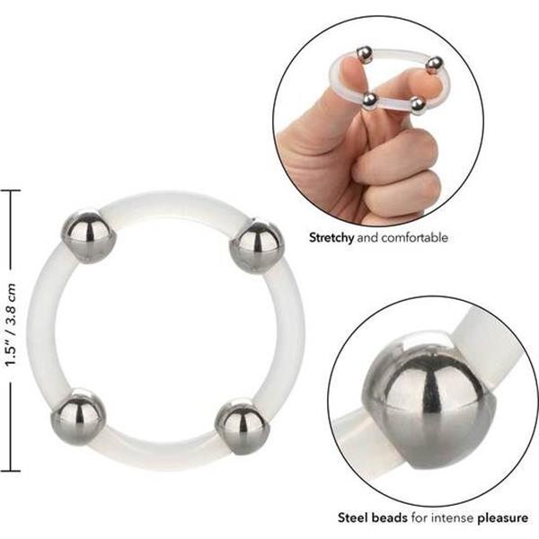 STEEL BEADED SILICONE RING L