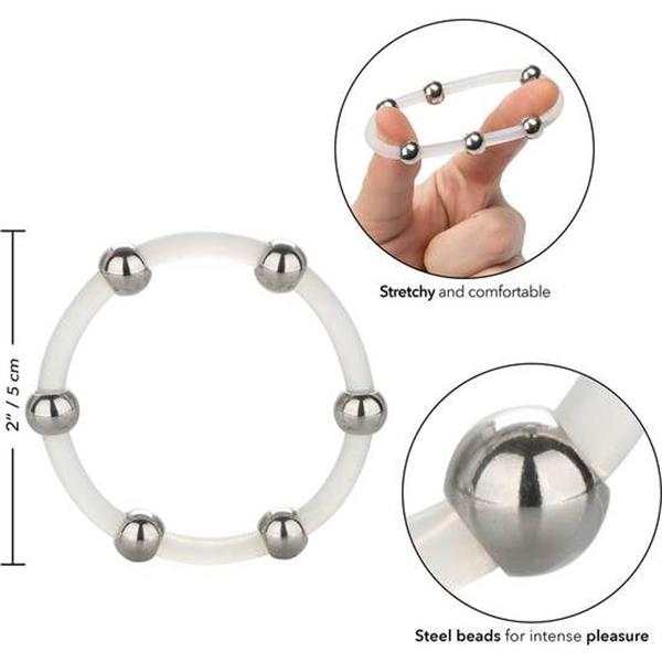STEEL BEADED SILICONE RING XL