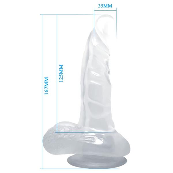 REALISTIC DILDO WITH SUCTION CUP AND TESTICLES 16.7 CM TRANSPARENT
