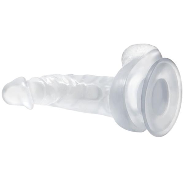 REALISTIC DILDO WITH SUCTION CUP AND TESTICLES 16.7 CM TRANSPARENT