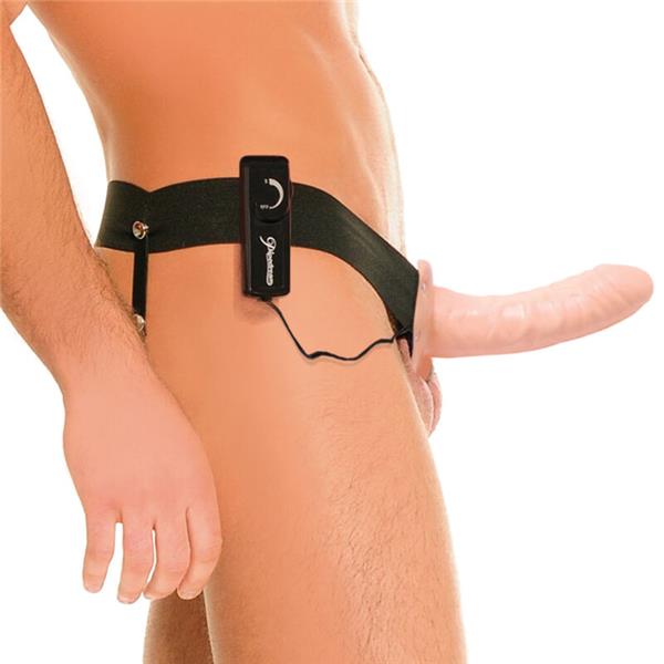 HOLLOW VIBRATOR HARNESS FOR HIM AND HER NATURAL 14CM